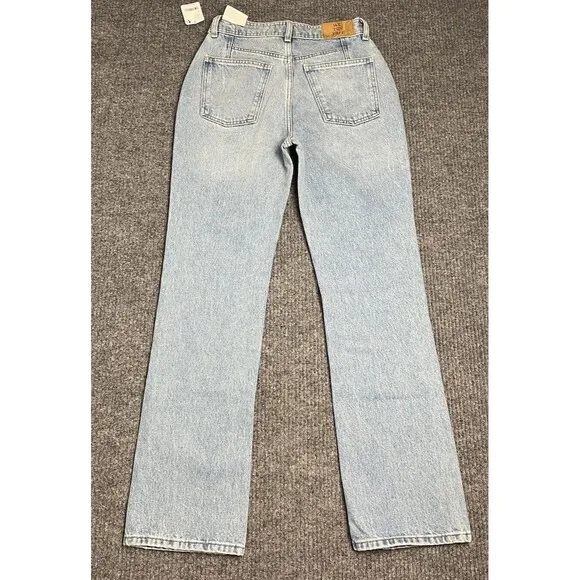 WE THE FREE Xena High Rise Slim Straight Jeans Women Size 26 Blue Light Wash NWT