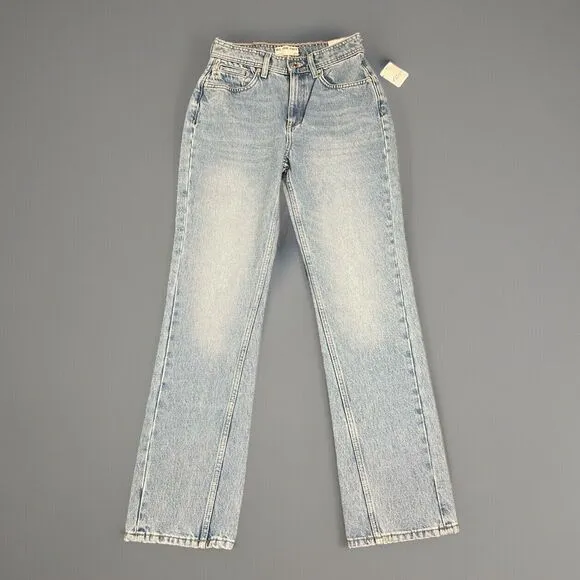 WE THE FREE Xena High Rise Slim Straight Jeans Women Size 26 Blue Light Wash NWT