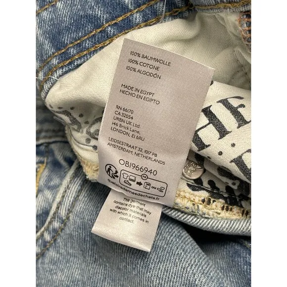 WE THE FREE Xena High Rise Slim Straight Jeans Women Size 26 Blue Light Wash NWT