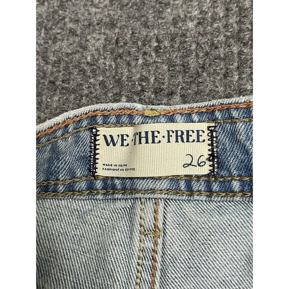 WE THE FREE Xena High Rise Slim Straight Jeans Women Size 26 Blue Light Wash NWT