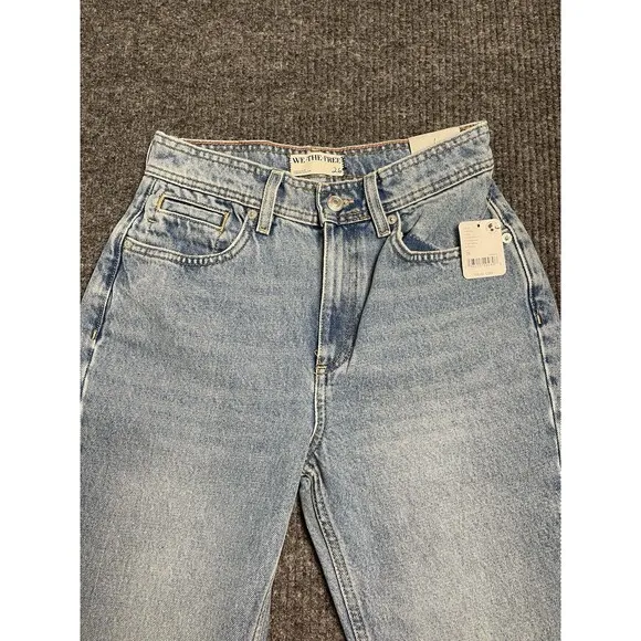 WE THE FREE Xena High Rise Slim Straight Jeans Women Size 26 Blue Light Wash NWT