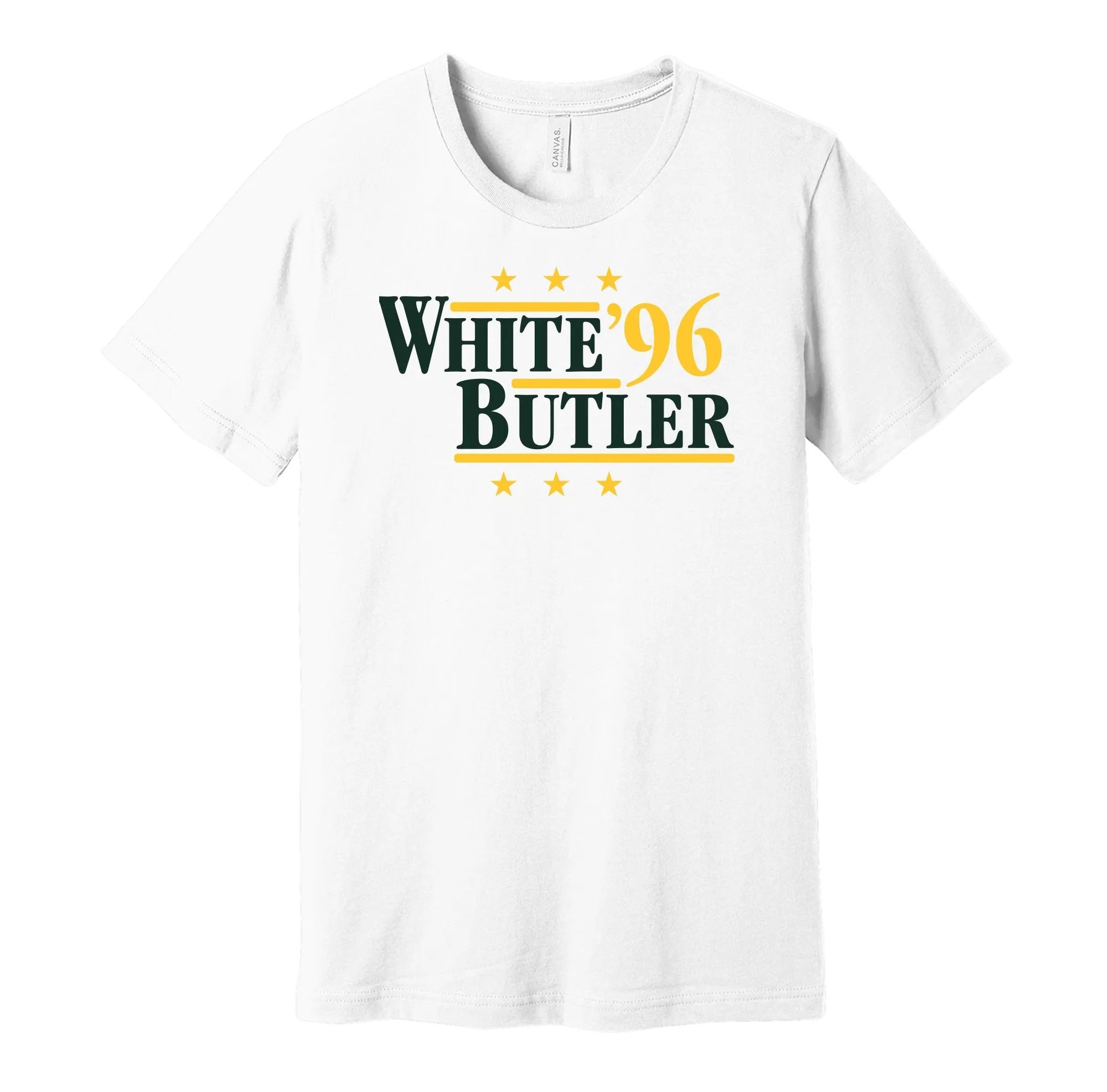White & Butler '96 - Green Bay Football Legends Political Campaign Parody T-Shirt - Hyper Than Hype Shirts