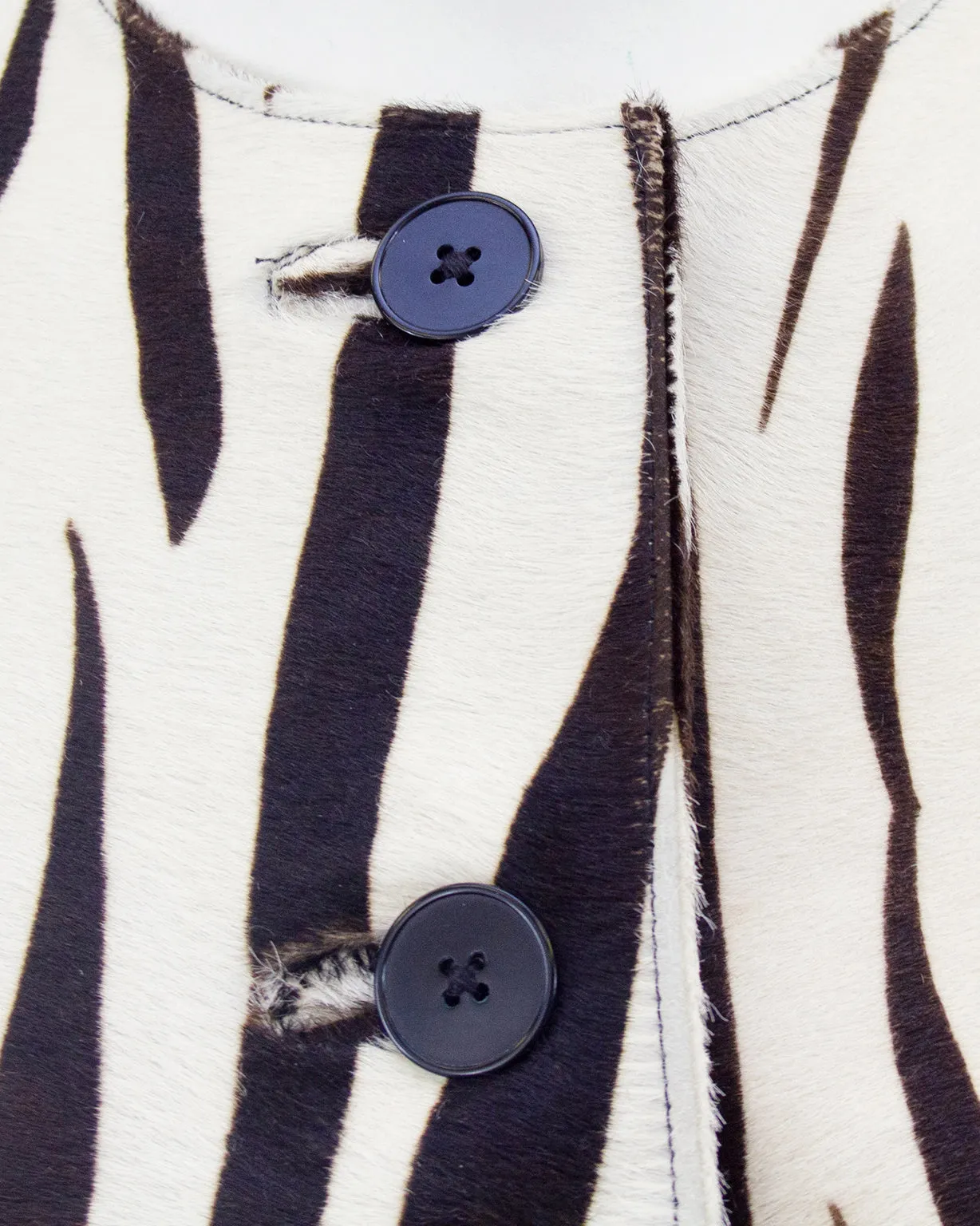 White and Brown Flat Cow Hide Zebra Jacket