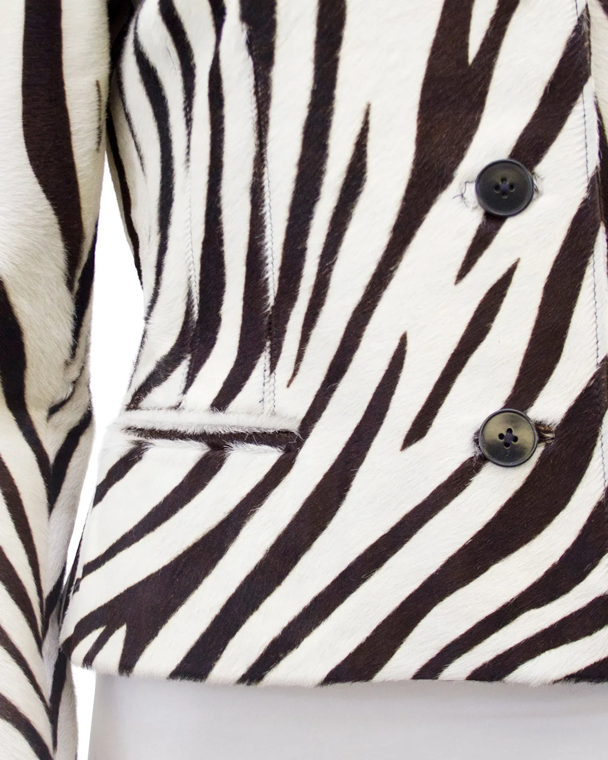 White and Brown Flat Cow Hide Zebra Jacket
