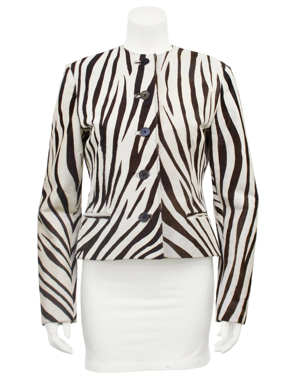 White and Brown Flat Cow Hide Zebra Jacket