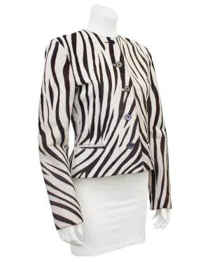 White and Brown Flat Cow Hide Zebra Jacket