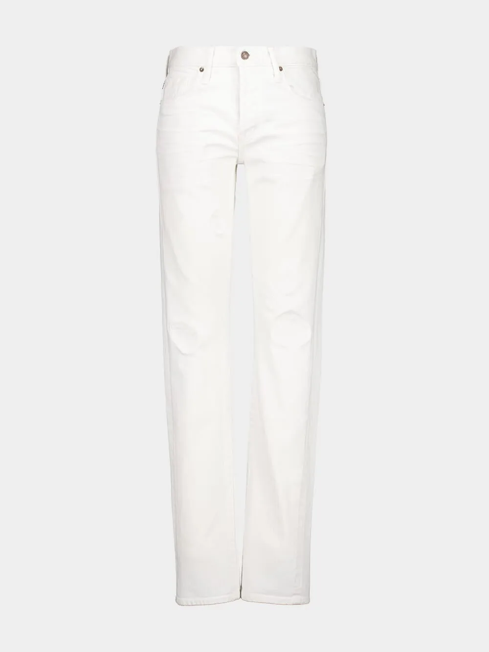 White Straight-Fit Selvedge Denim Jeans
