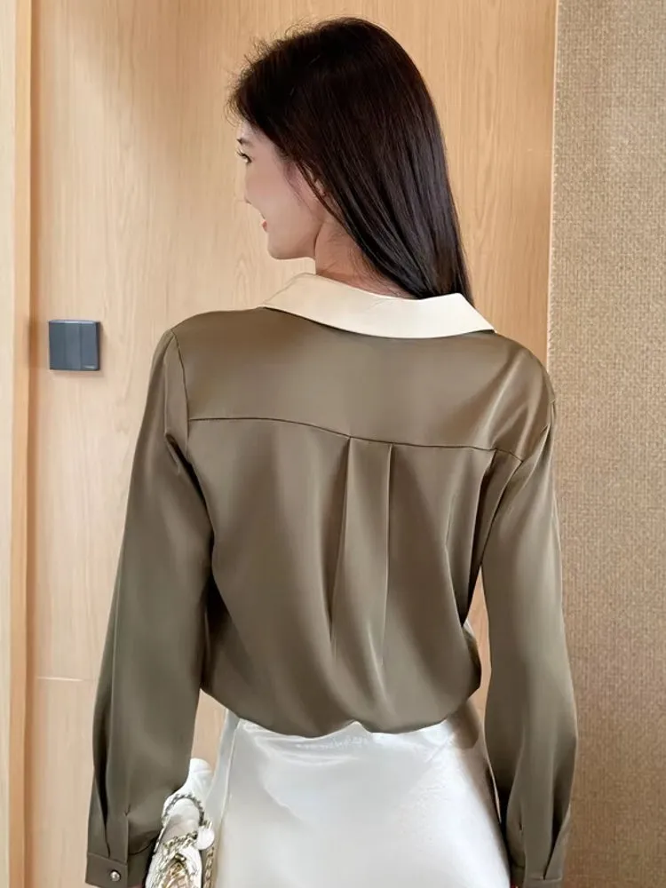 Women V Neck Office Lady Shirts