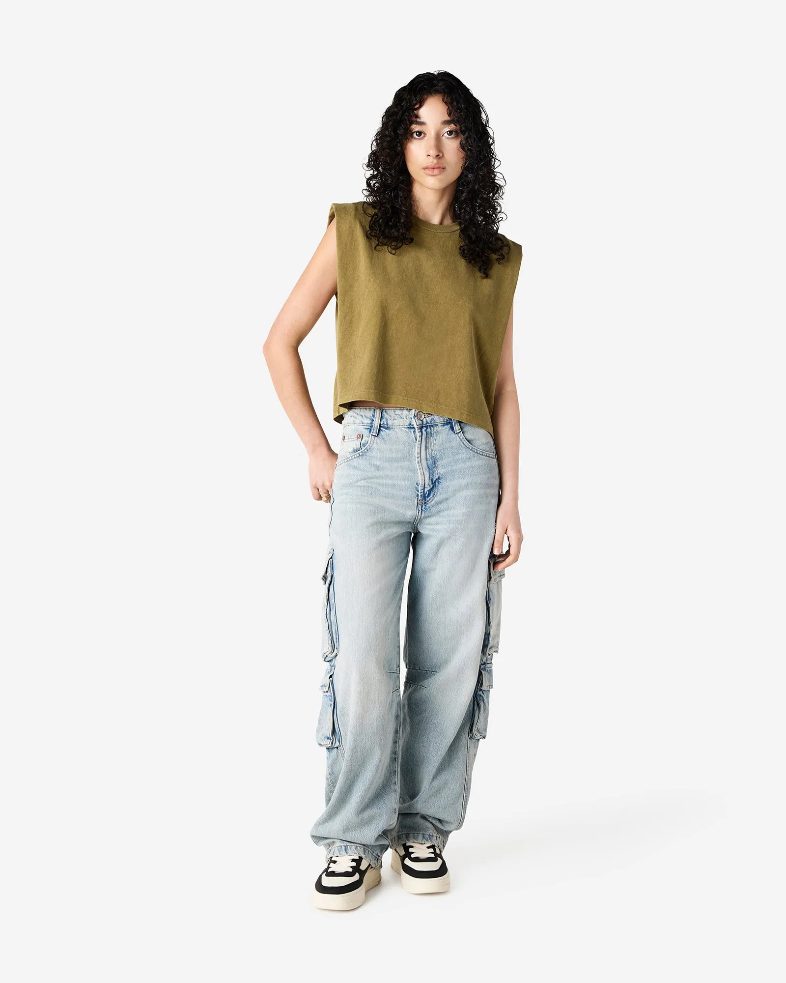Women's Cropped Garment Dyed Muscle T-Shirt