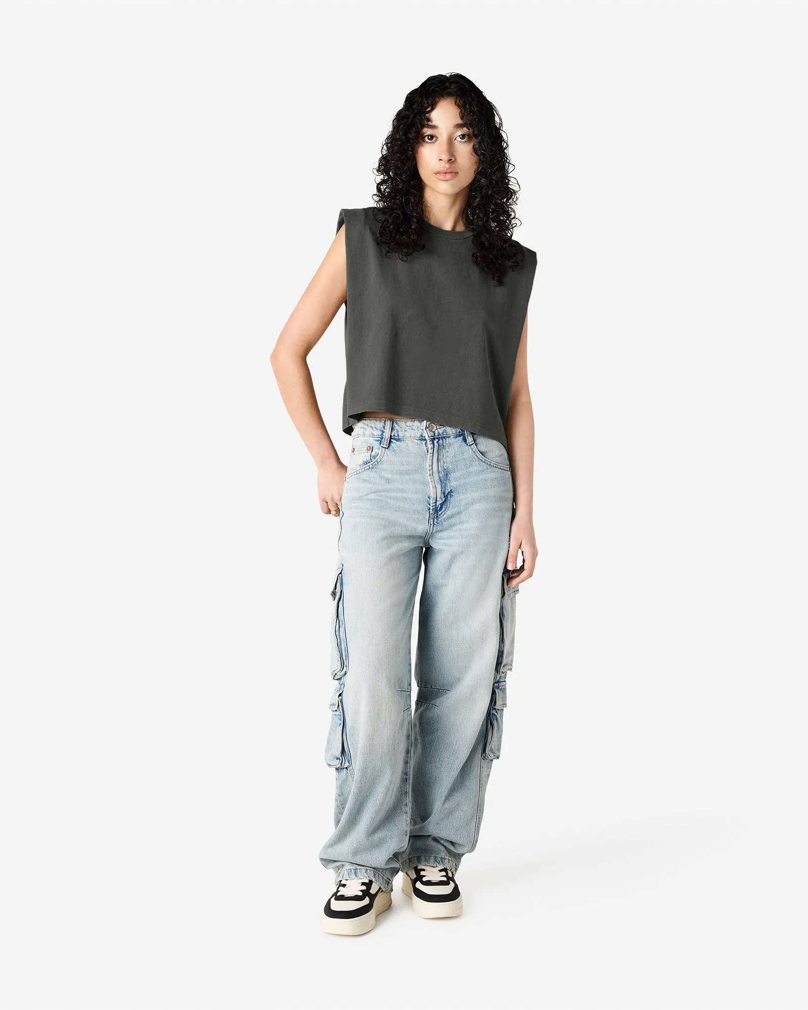 Women's Cropped Garment Dyed Muscle T-Shirt