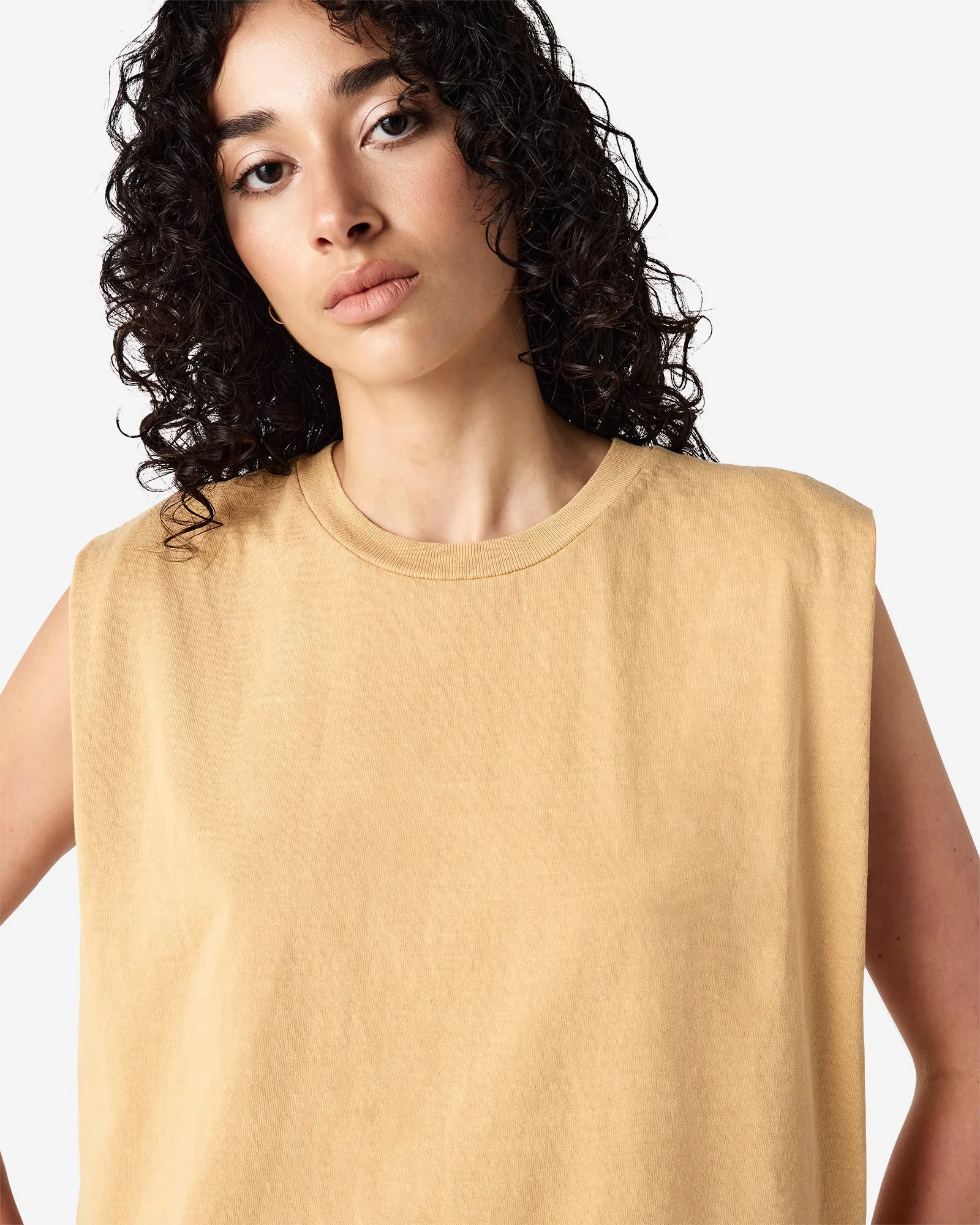 Women's Cropped Garment Dyed Muscle T-Shirt
