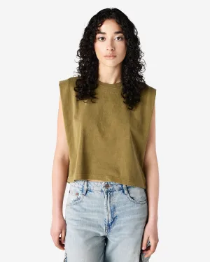 Women's Cropped Garment Dyed Muscle T-Shirt