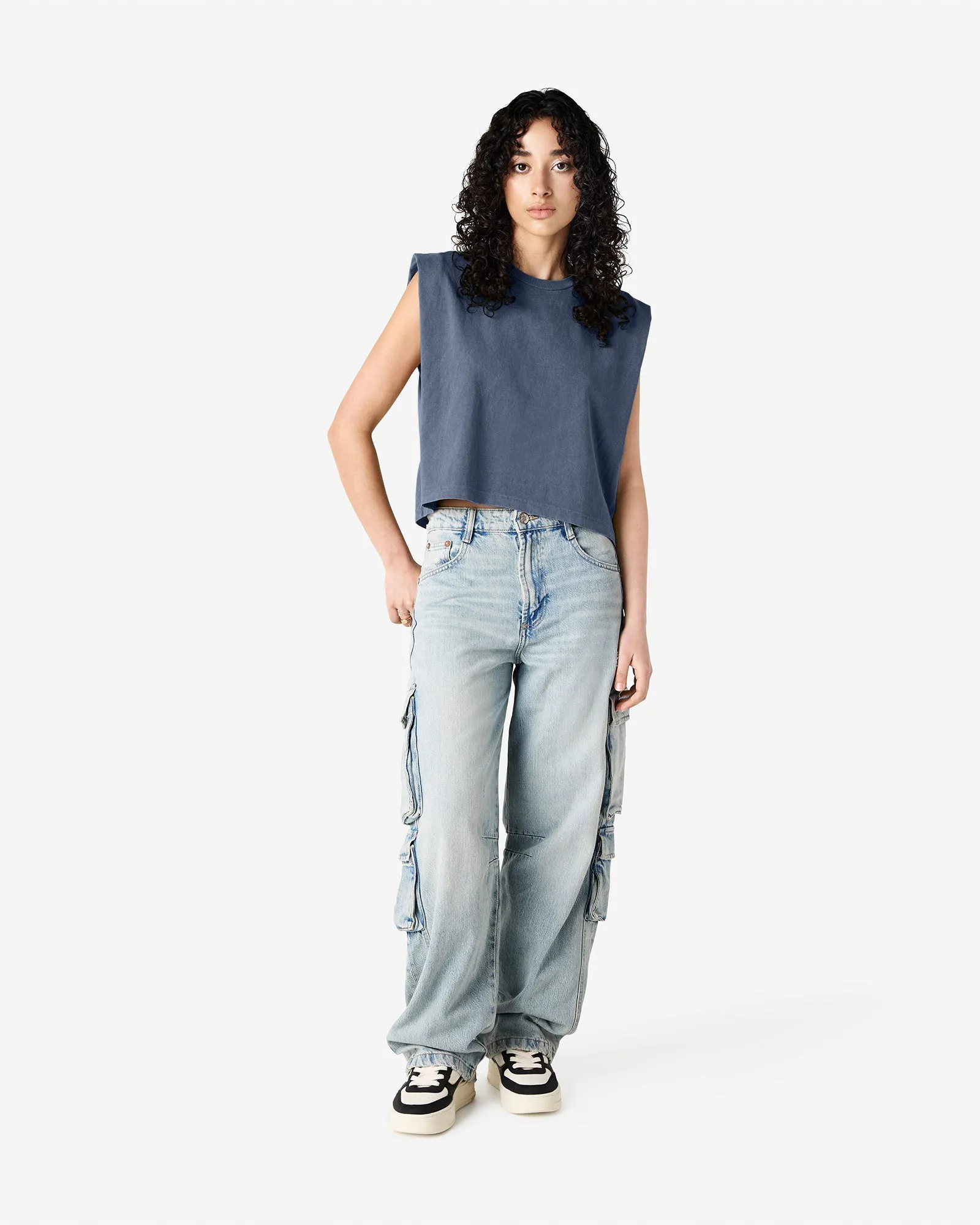 Women's Cropped Garment Dyed Muscle T-Shirt