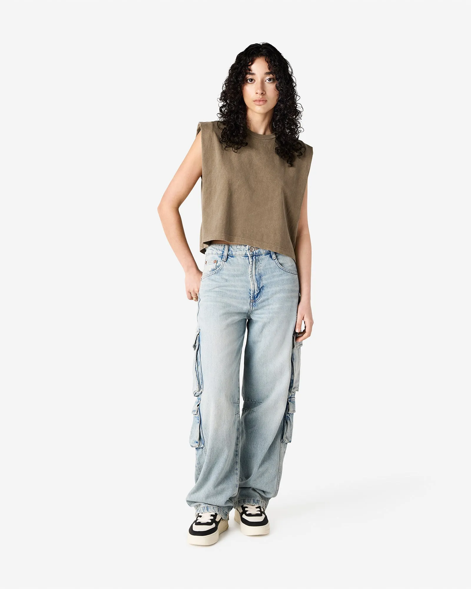 Women's Cropped Garment Dyed Muscle T-Shirt