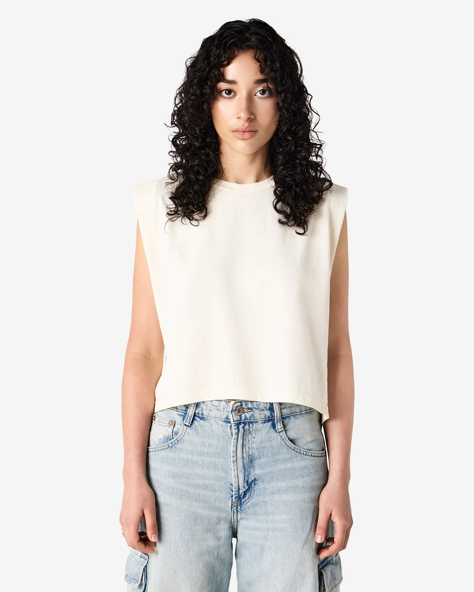 Women's Cropped Garment Dyed Muscle T-Shirt