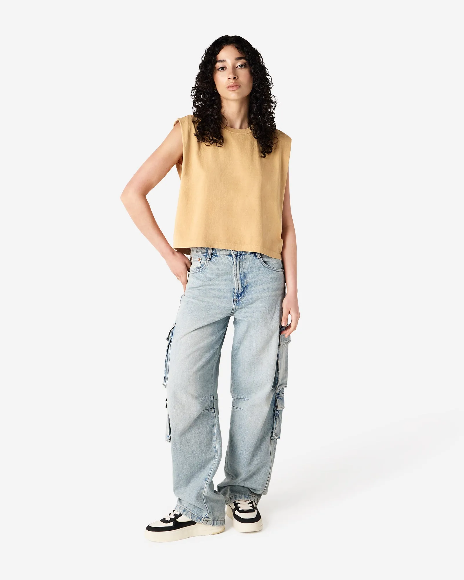 Women's Cropped Garment Dyed Muscle T-Shirt