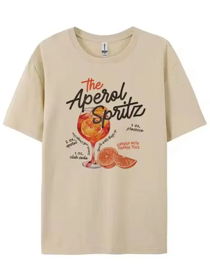 Women's Cute Alcohol Drink Aperol Spritz Letter Print T-shirts