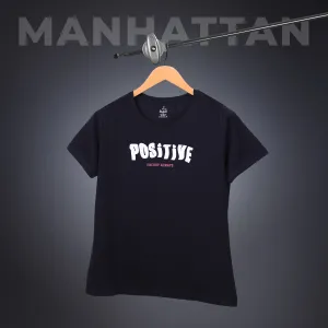 Womens Round Neck Regular Fit Black T Shirts