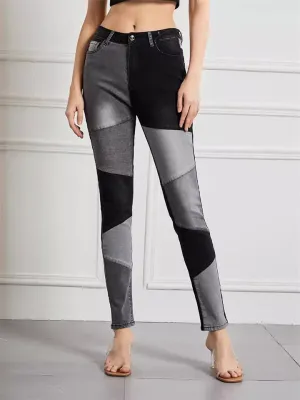 Women's Slim Fit Bouncy High Rise Patchwork Jeans