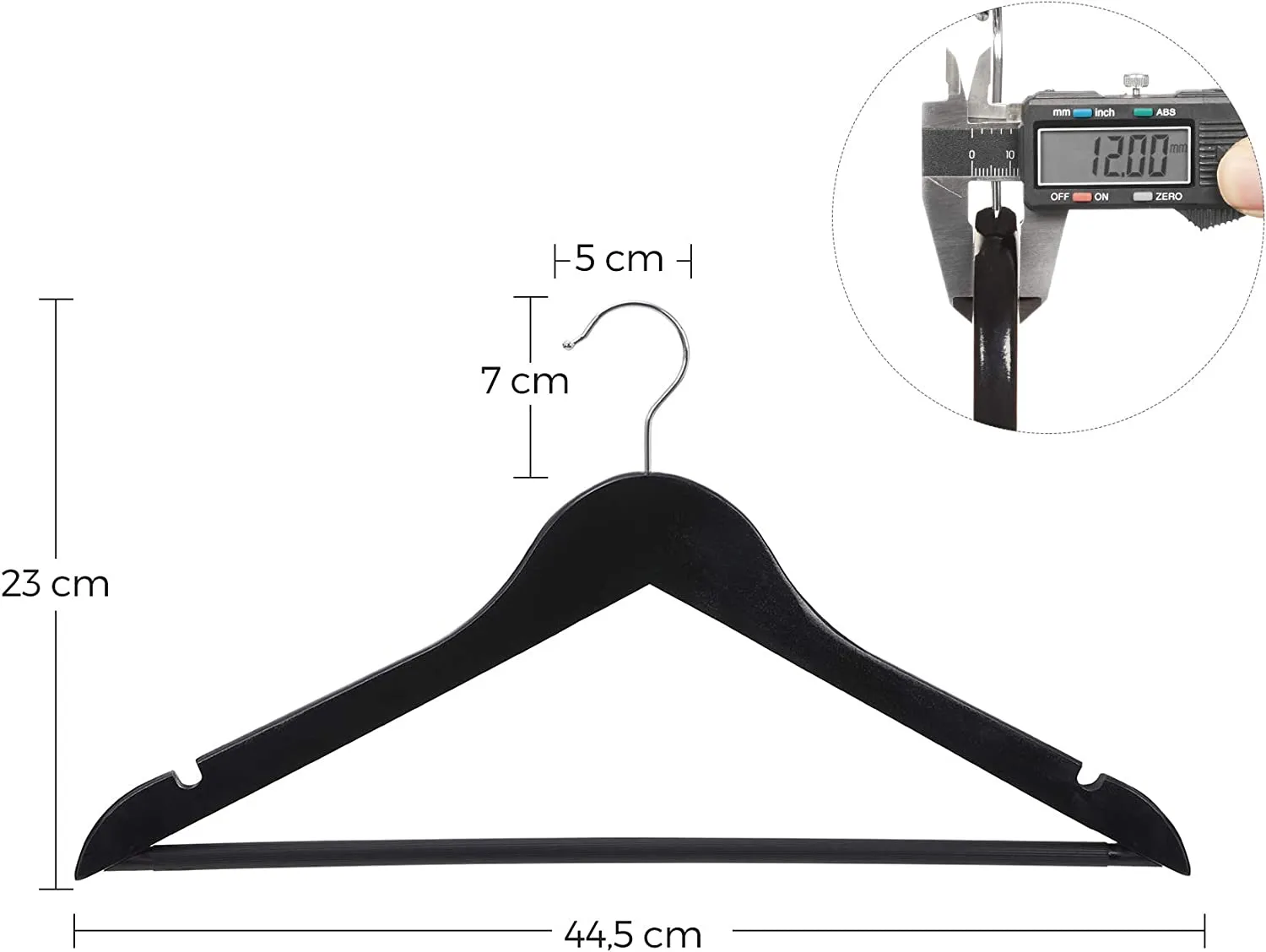 Wooden Coat Hanger Black (Set of 20)