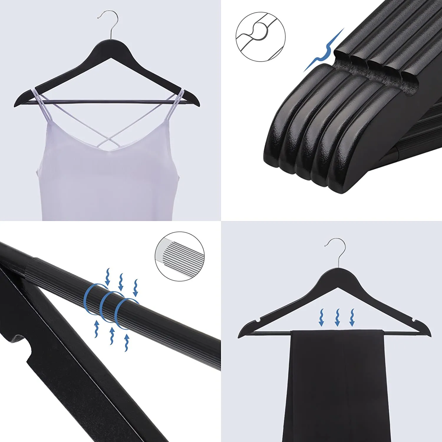 Wooden Coat Hanger Black (Set of 20)