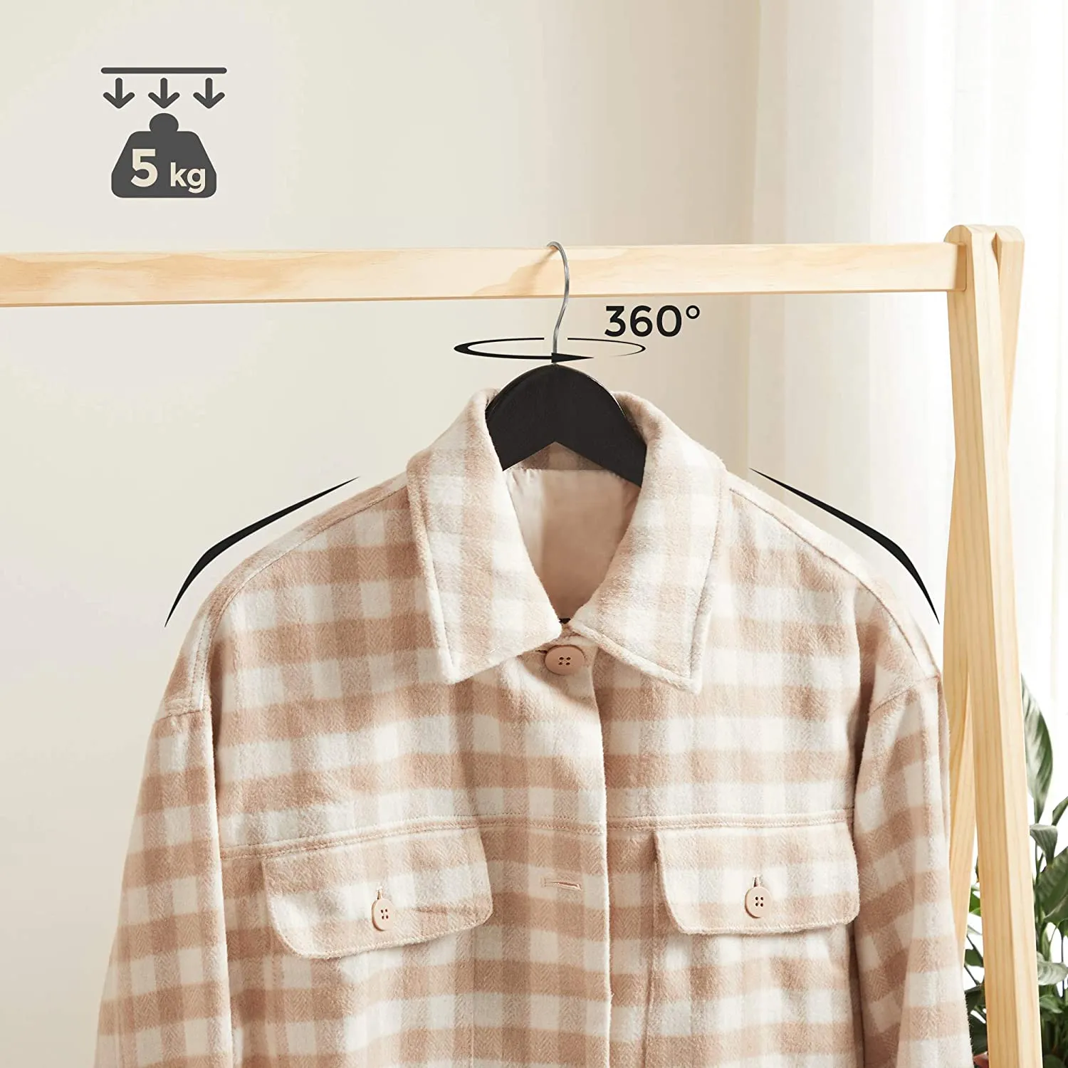Wooden Coat Hanger Black (Set of 20)