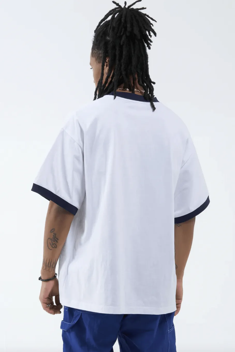 WORSHIP SUPPLIES TOMMY TWO BOX FIT OVERSIZE RINGER TEE - WHITE