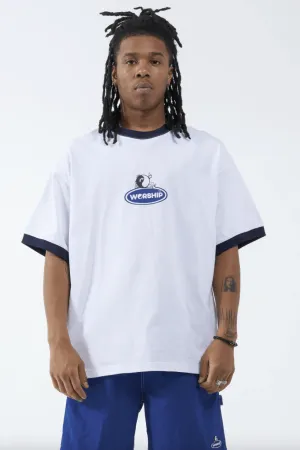 WORSHIP SUPPLIES TOMMY TWO BOX FIT OVERSIZE RINGER TEE - WHITE