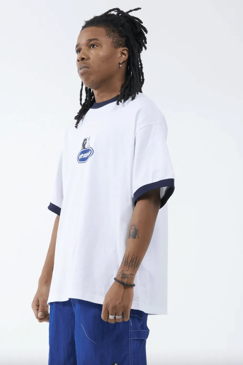 WORSHIP SUPPLIES TOMMY TWO BOX FIT OVERSIZE RINGER TEE - WHITE