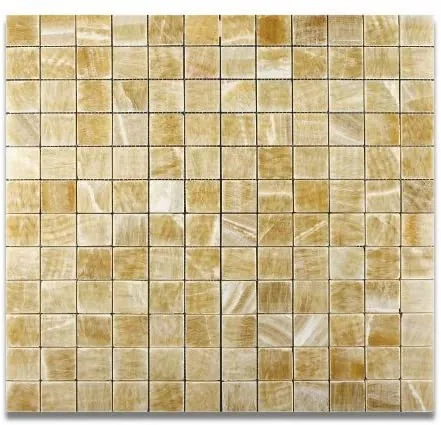 Yellow Onyx Polished Mosiac 2x2 Sheets for Backsplash, Shower Walls, Bathroom Floors