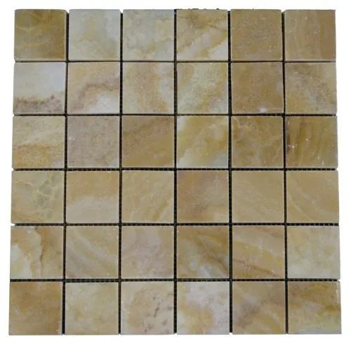 Yellow Onyx Polished Mosiac 2x2 Sheets for Backsplash, Shower Walls, Bathroom Floors