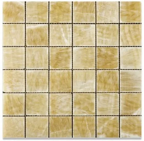 Yellow Onyx Polished Mosiac 2x2 Sheets for Backsplash, Shower Walls, Bathroom Floors