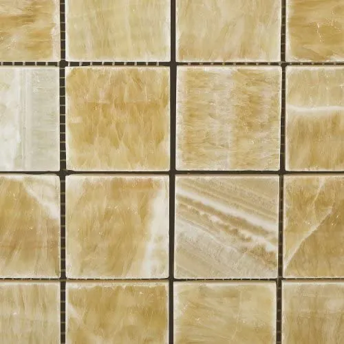 Yellow Onyx Polished Mosiac 2x2 Sheets for Backsplash, Shower Walls, Bathroom Floors
