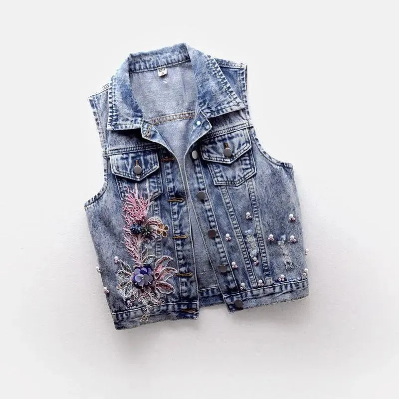 Young Vest Slim Short Jeans Vest Coat