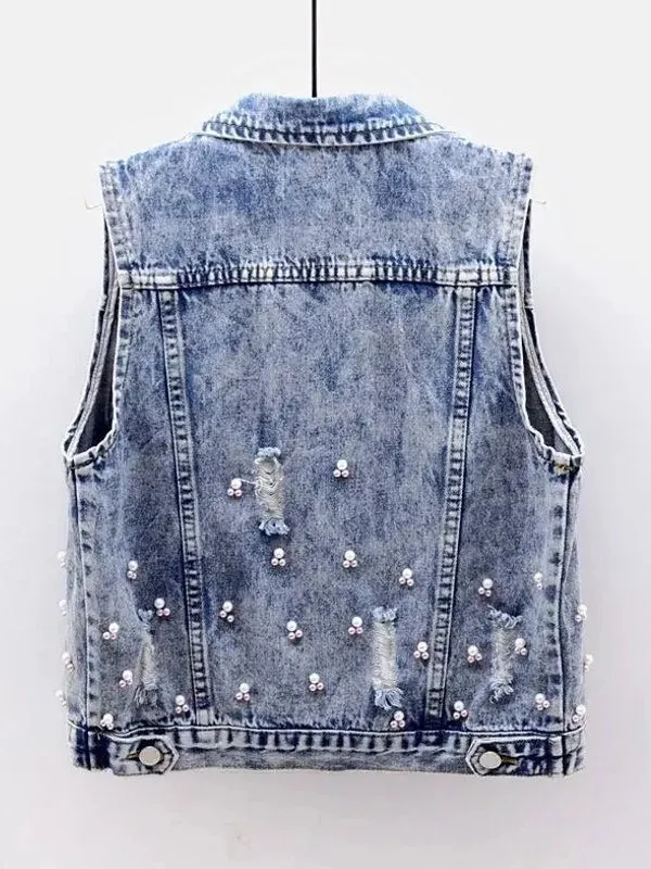 Young Vest Slim Short Jeans Vest Coat