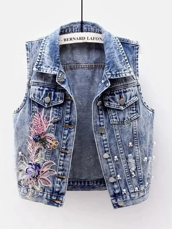 Young Vest Slim Short Jeans Vest Coat