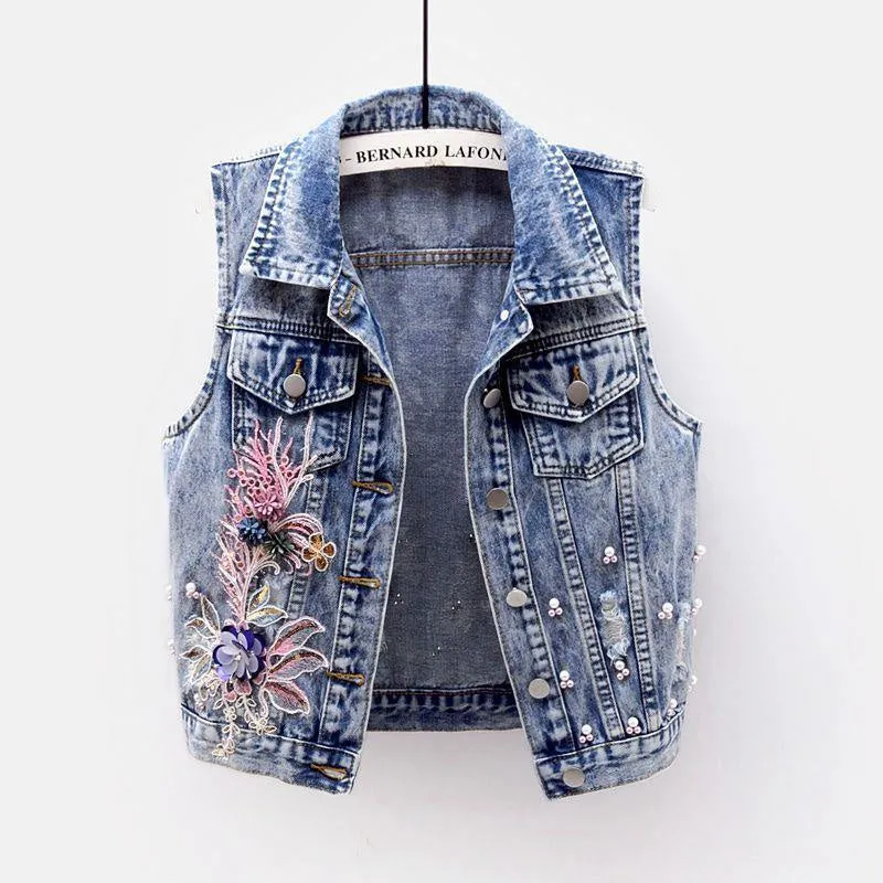 Young Vest Slim Short Jeans Vest Coat