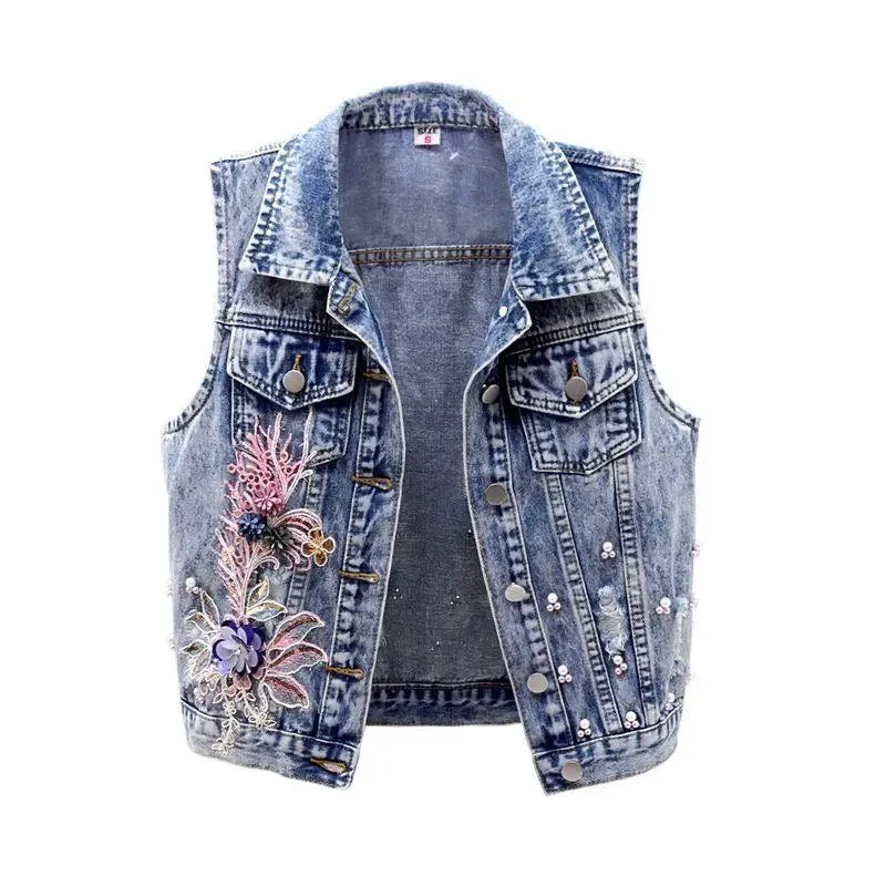 Young Vest Slim Short Jeans Vest Coat