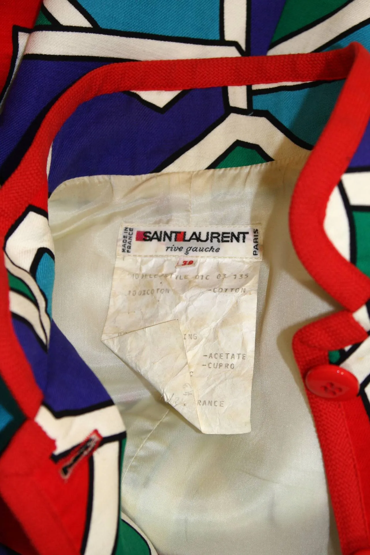 YVES SAINT LAURENT Color Block Design Jacket Size 38