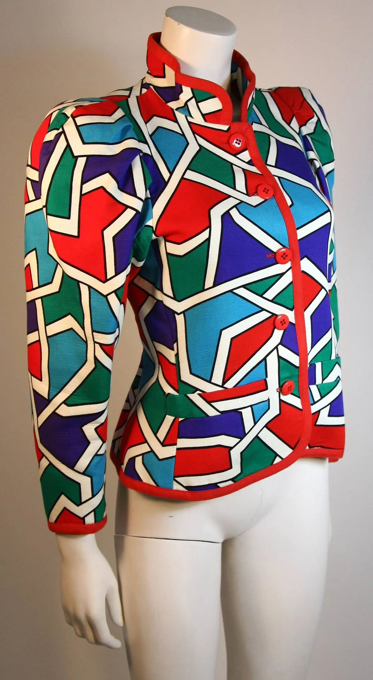YVES SAINT LAURENT Color Block Design Jacket Size 38
