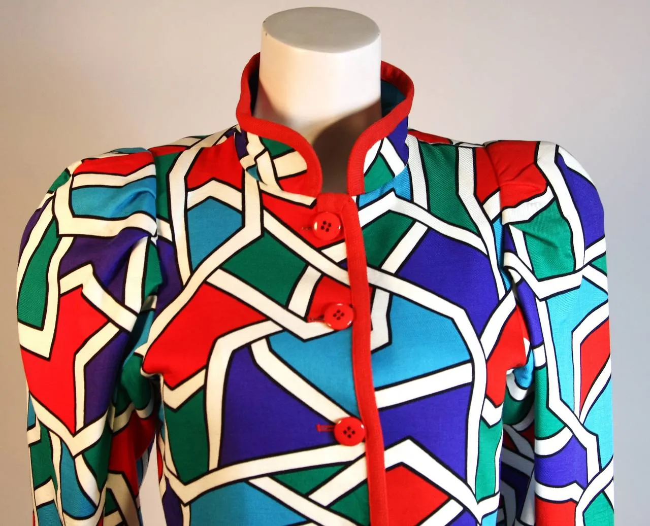 YVES SAINT LAURENT Color Block Design Jacket Size 38