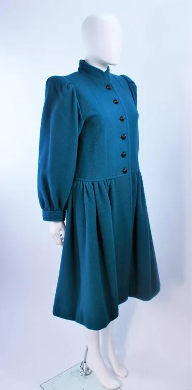 YVES SAINT LAURENT Turquoise Wool Coat Size 6