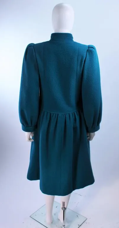 YVES SAINT LAURENT Turquoise Wool Coat Size 6