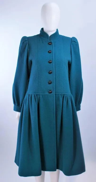 YVES SAINT LAURENT Turquoise Wool Coat Size 6