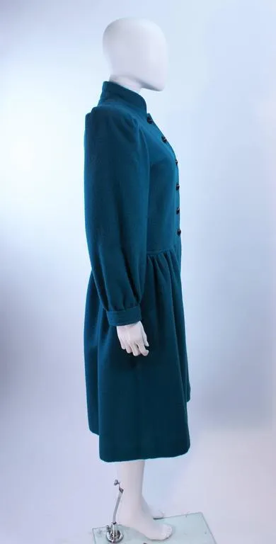 YVES SAINT LAURENT Turquoise Wool Coat Size 6