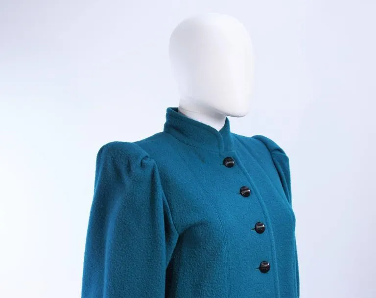 YVES SAINT LAURENT Turquoise Wool Coat Size 6
